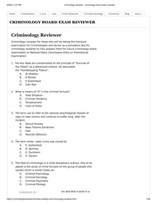 criminology entrance exam reviewer pdf|(PDF) Criminology Board Examination Reviewer .